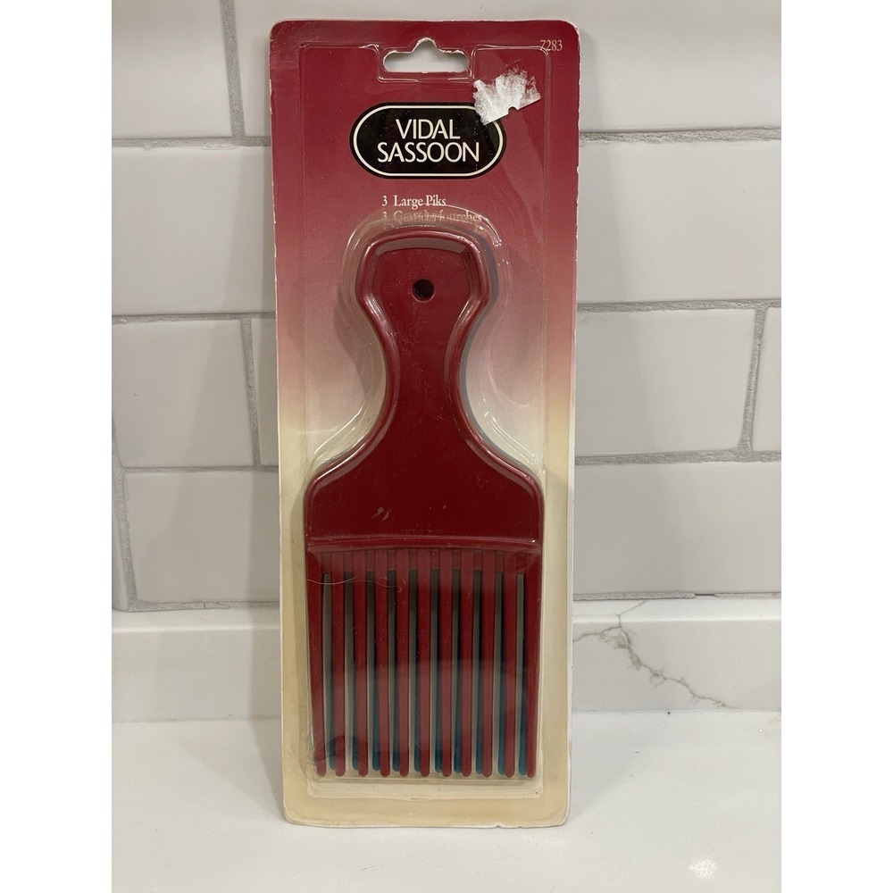 Vintage Vidal Sassoon 3 Large Pik Combs‎ 6.5" Plastic Lift Tease 1996 New Sealed